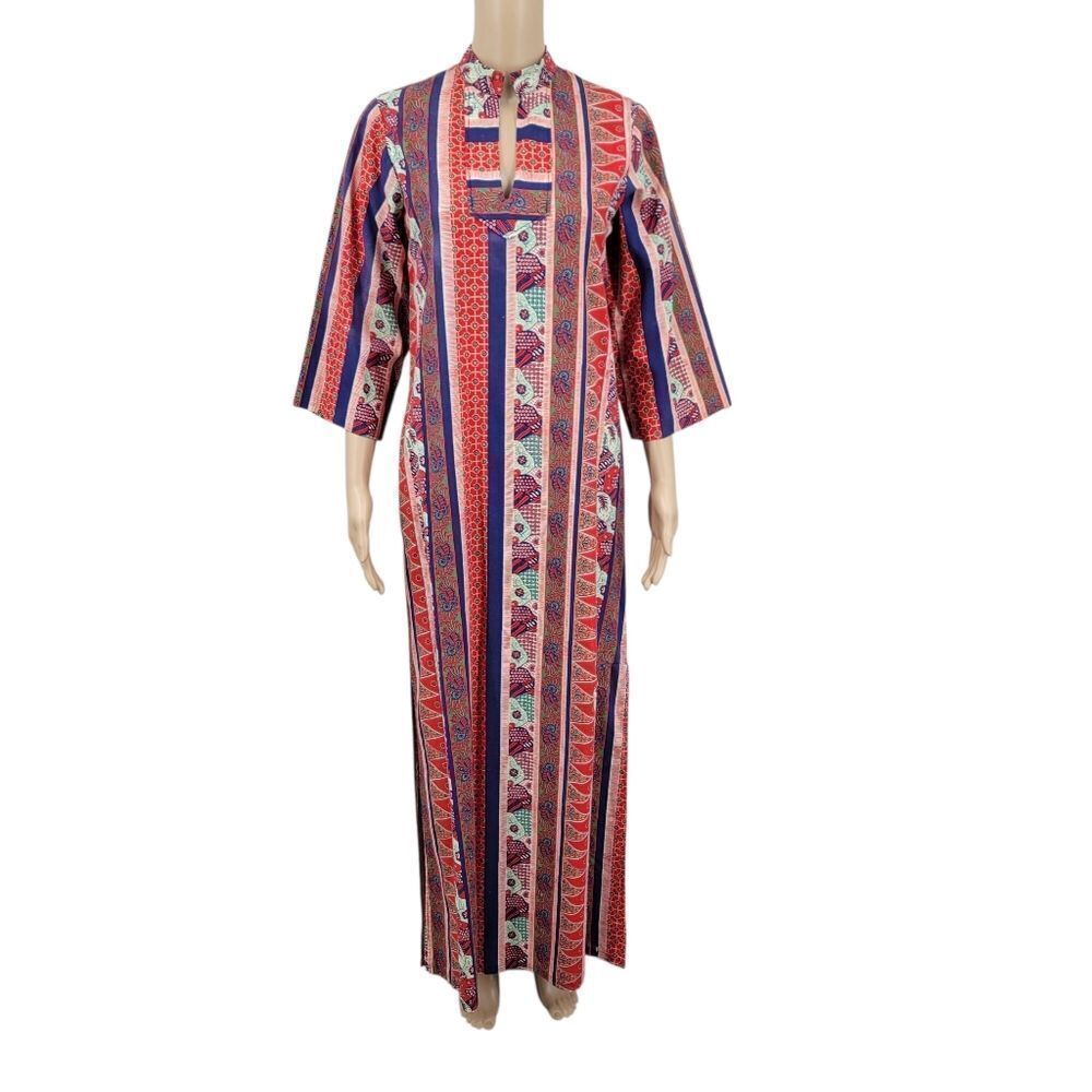 70s Vintage Kaftan Boho Colorful Striped Women's